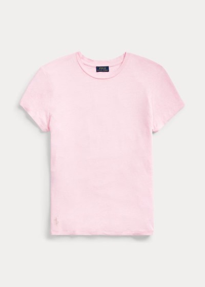 Playeras Polo Ralph Lauren Mujer Rosas - Linen Crewneck - JZUVB4582